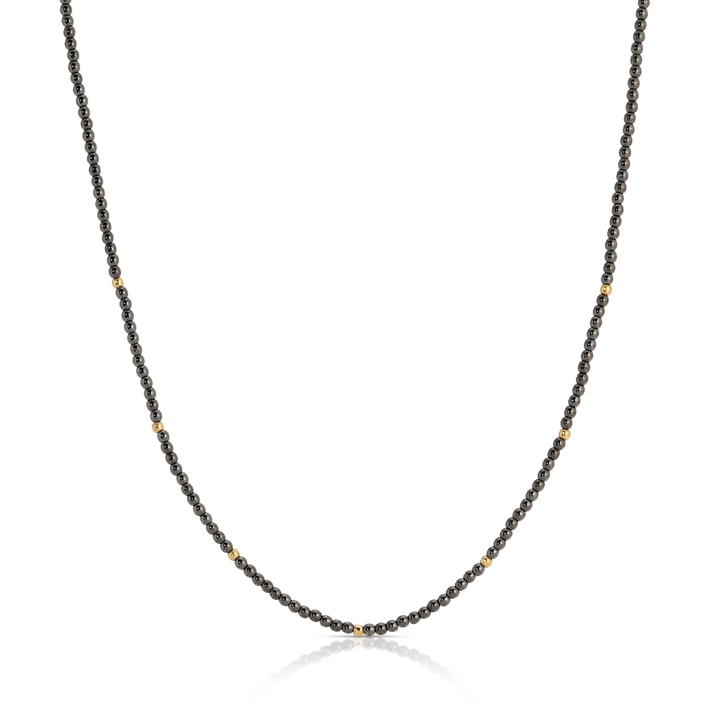 The Sable necklace in Hematite & Gold.