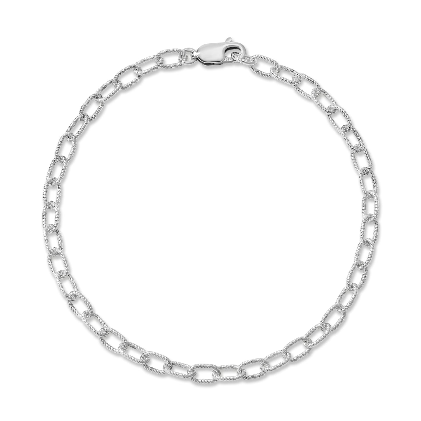 Initial bracelet on twisted chain in Sterling Silver