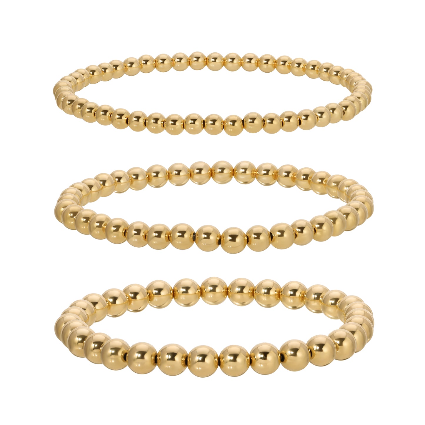 The Capri gold ball stacking bracelets in 14KT Gold filled