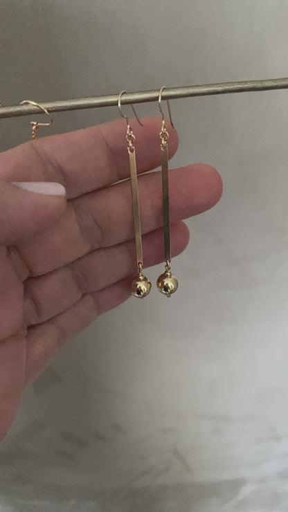 Palermo bar drop 8mm ball drop earring in 14kT Gold filled