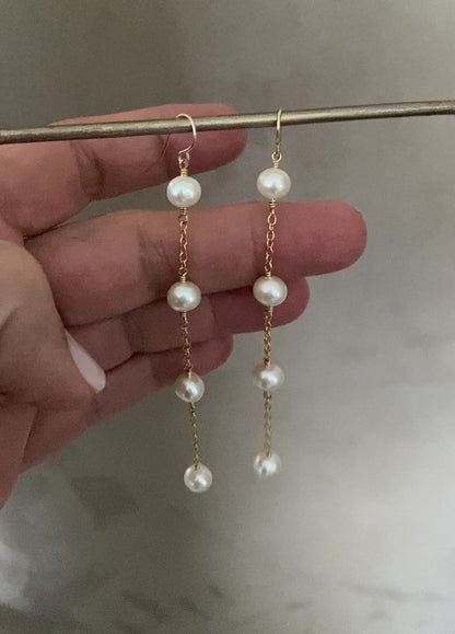 Vivienne four pearl drop earrings.