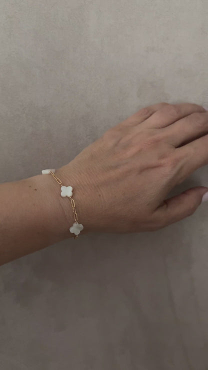 The Silla Bracelet in Mother of Pearl and 14KT Goldfilled.